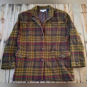vintage '80s Banana Republic plaid wool blend overcoat  Women's Size Medium
